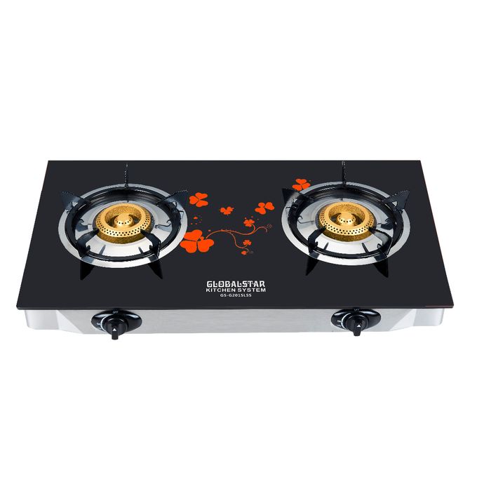 Gas Stove 2 Burner Glass Top Cooker GS-G201SLSS - Black