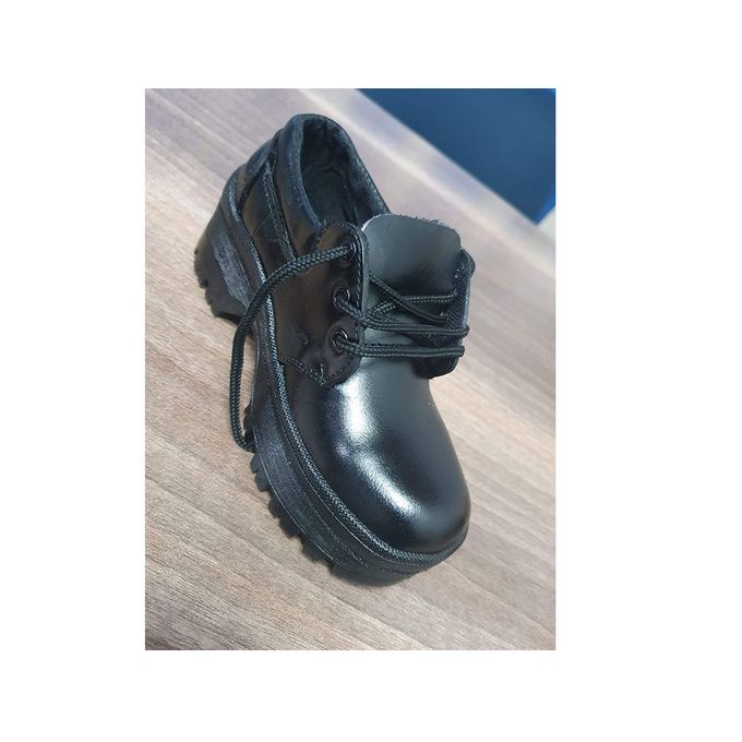 Genuine Leather Back To School Leather Black Official School Shoes — view 2