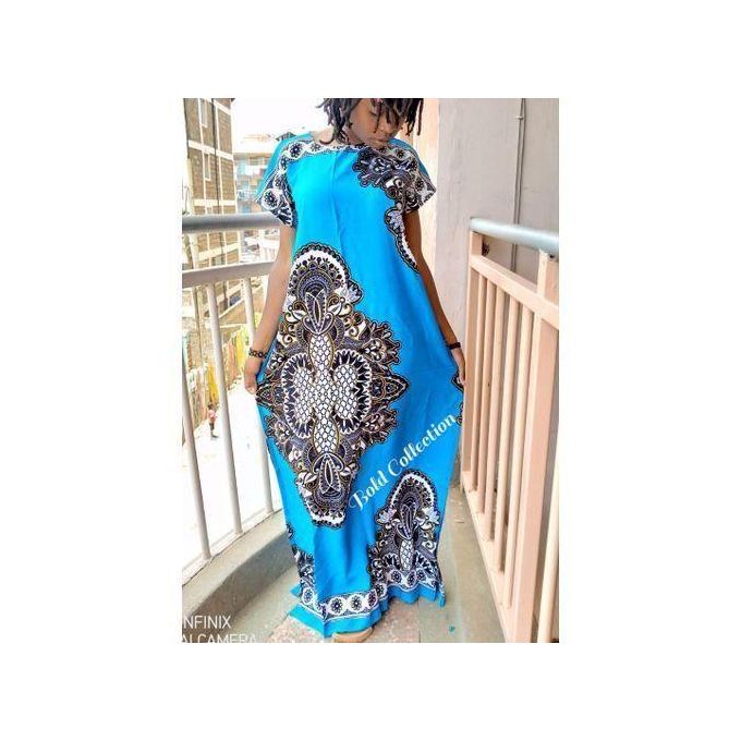 Gorgeous Sparkle Cotton Blue FloraI Maxi Dera Dress(Size8-12) — view 2