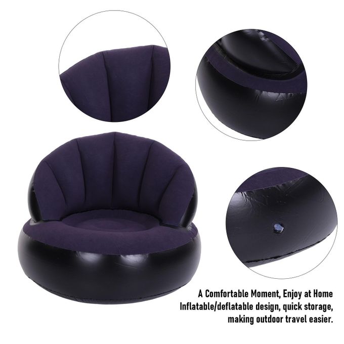 Inflatable Large Flocked Air Lazy Sofa Couch Ergonomic Camping Chair — view 2