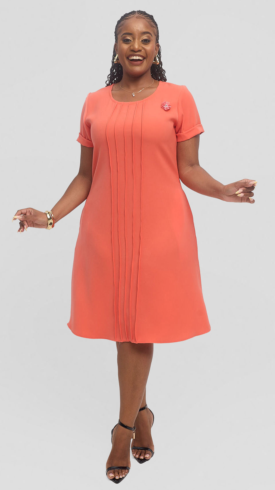Jolly Fancy Wear Dila Dress - Coral Peach