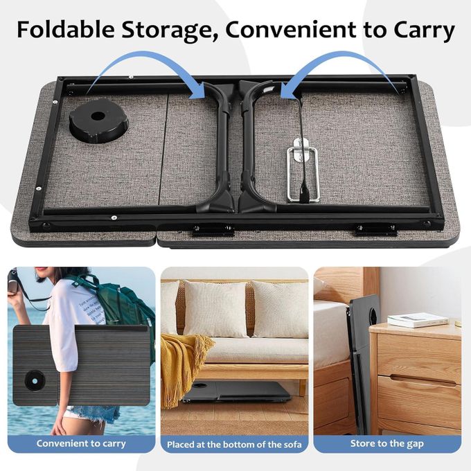 Laptop Table Tray Bedside Table, Adjustable Folding Desk Notebook Stand Reading — view 2