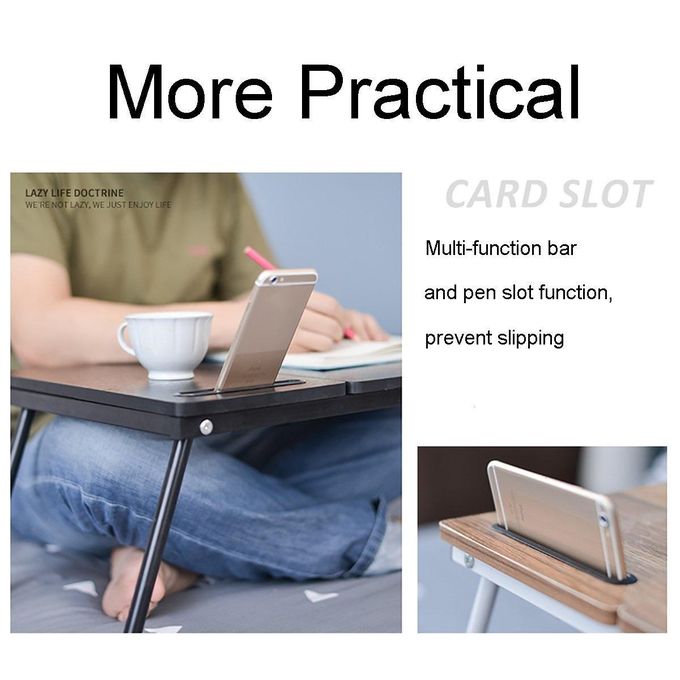 Laptop Table Tray Bedside Table, Adjustable Folding Desk Notebook Stand Reading — view 3