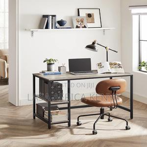 LASA Modern Study Desk With Shelves - Greige - Black | LASA — view 3