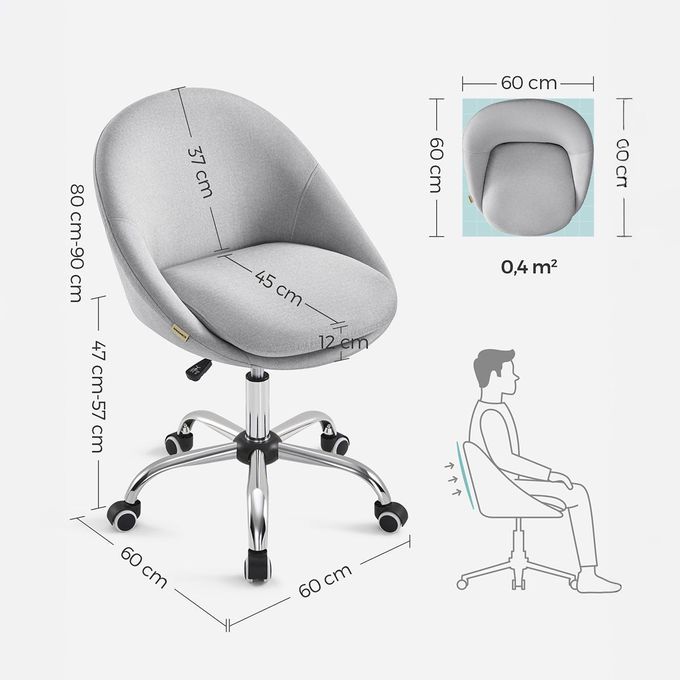LASA Office Swivel Chair Height Adjustable Comfort Seat Slate Grey - Foam Quality — view 2