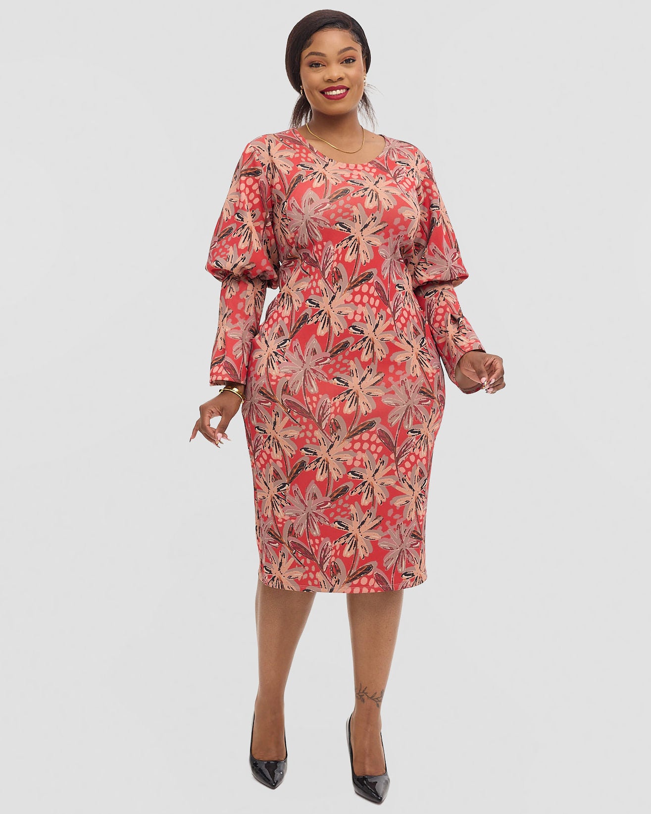 Lizola Raelyn Bodycon Dress - Red — view 2