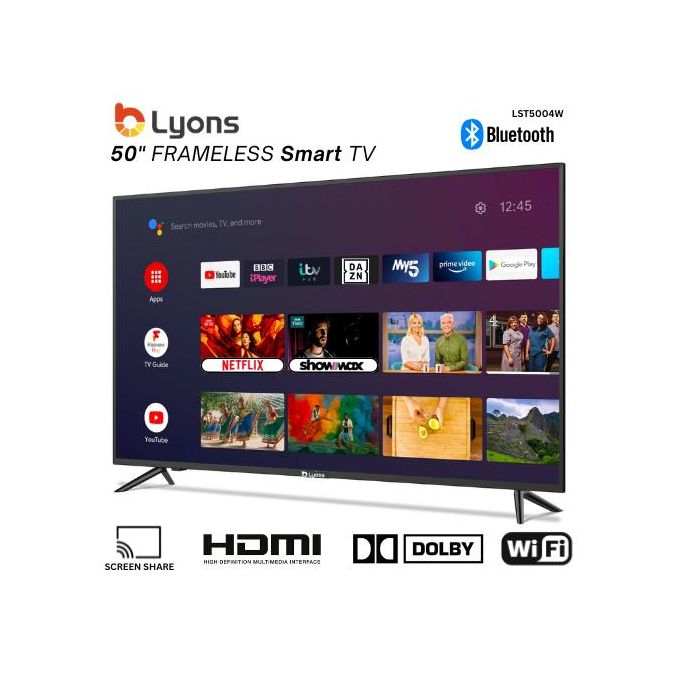 LST5004W 50 inch Dolby Vision 4K Frameless Android 14 Smart TV - WiFi, Netflix — view 3