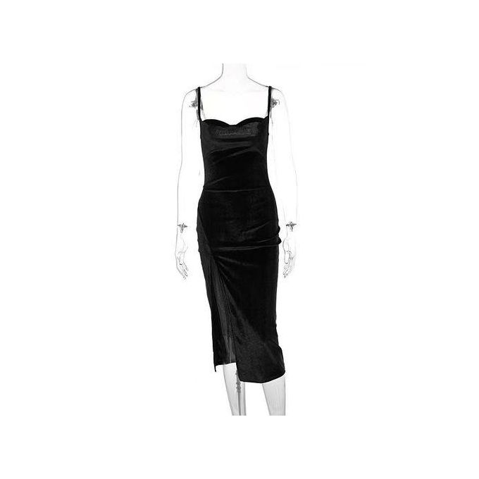Machislet Women's Silk Maxi Dress - Casual, Pleated, V-Neck, Sizes S-XL, Black — view 2