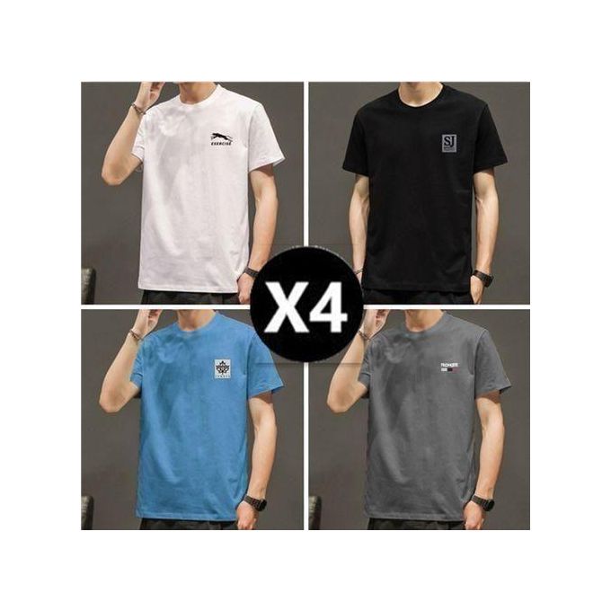 Men's 4-Pack Casual T-Shirts - Multi Color, Short Sleeve, Round Neck