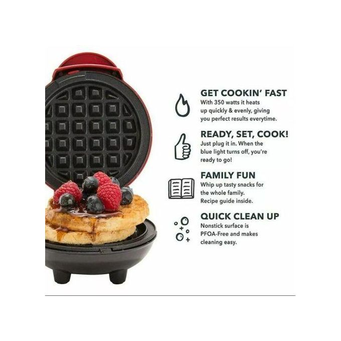 Mini Waffle Maker Breakfast Maker-Red — view 3