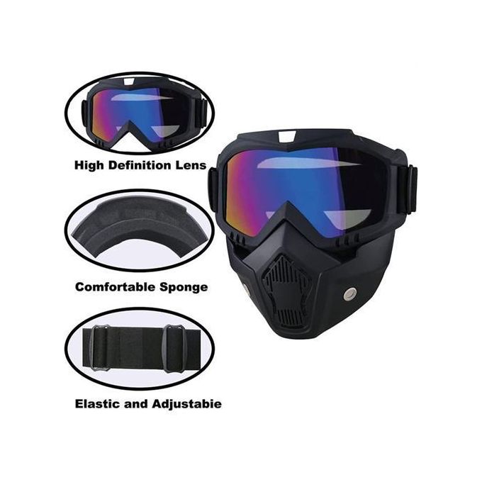 Motorcycle helmet goggles, male and female riding goggles - black — view 2