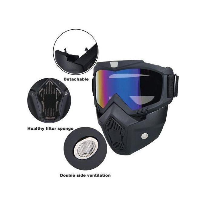 Motorcycle helmet goggles, male and female riding goggles - black — view 3