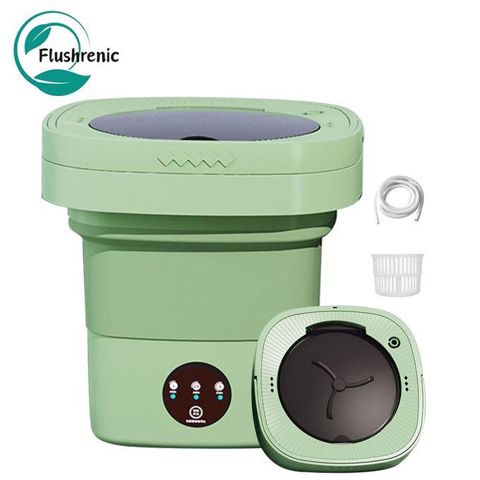 Portable Folding Washing Machine 8L Stainless Steel Green Mini Compact Foldable