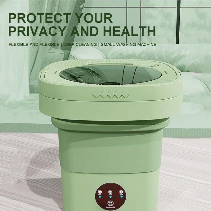 Portable Folding Washing Machine 8L Stainless Steel Green Mini Compact Foldable — view 2