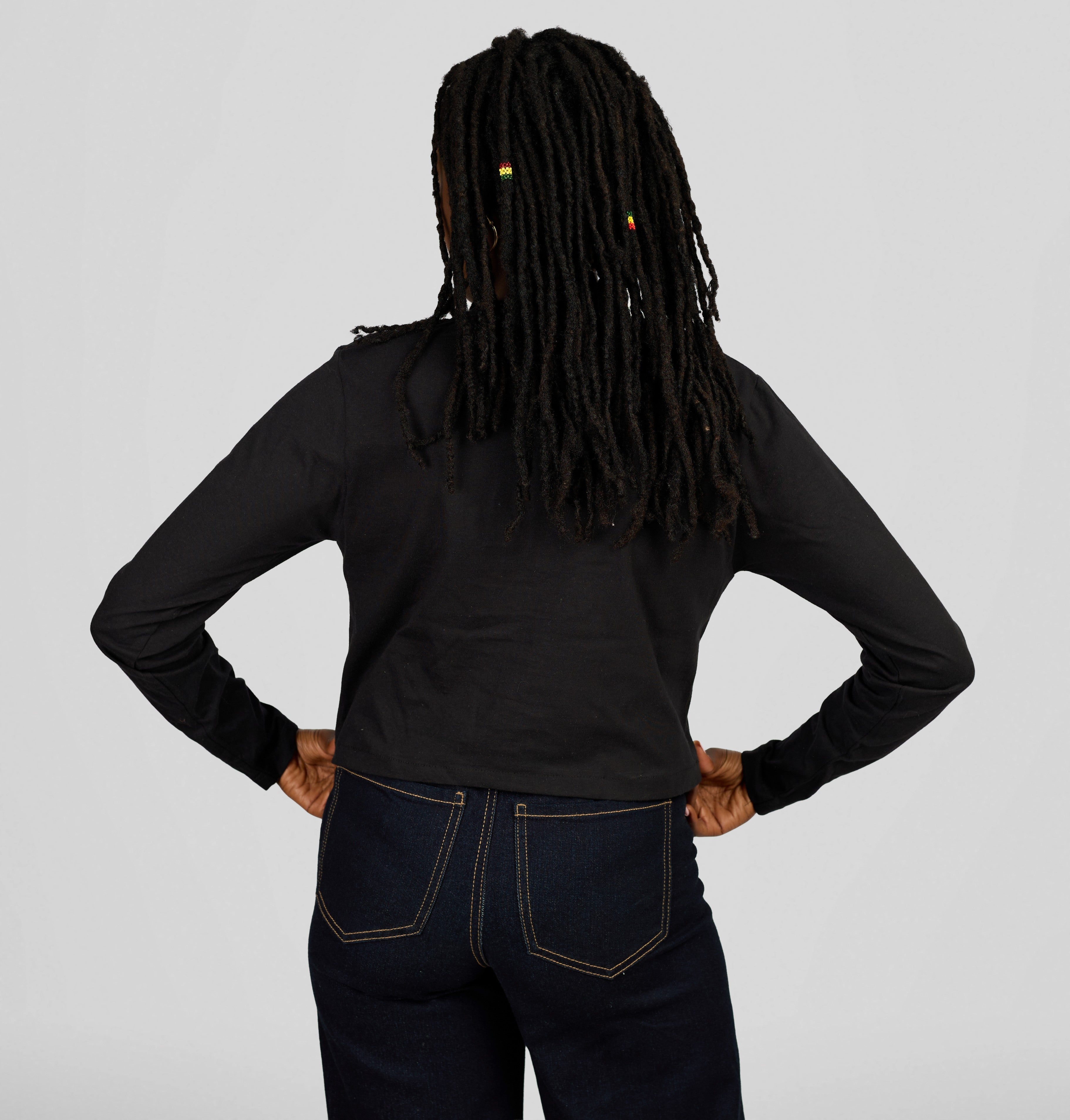 Princess Affair Plain Long Sleeved Crop Tshirt - Black — view 3