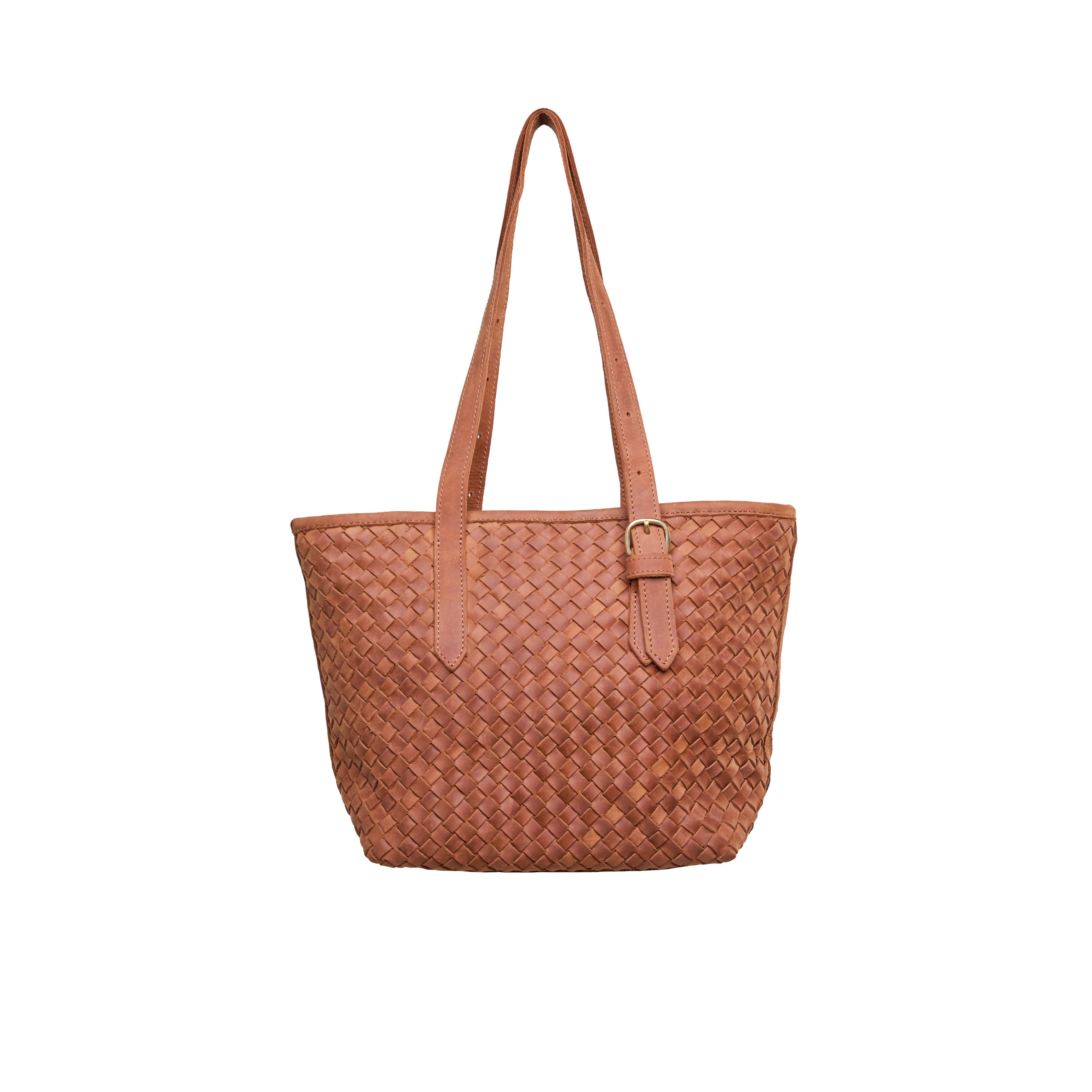 Pull-up Leather Ann Woven Tote - Small — view 2