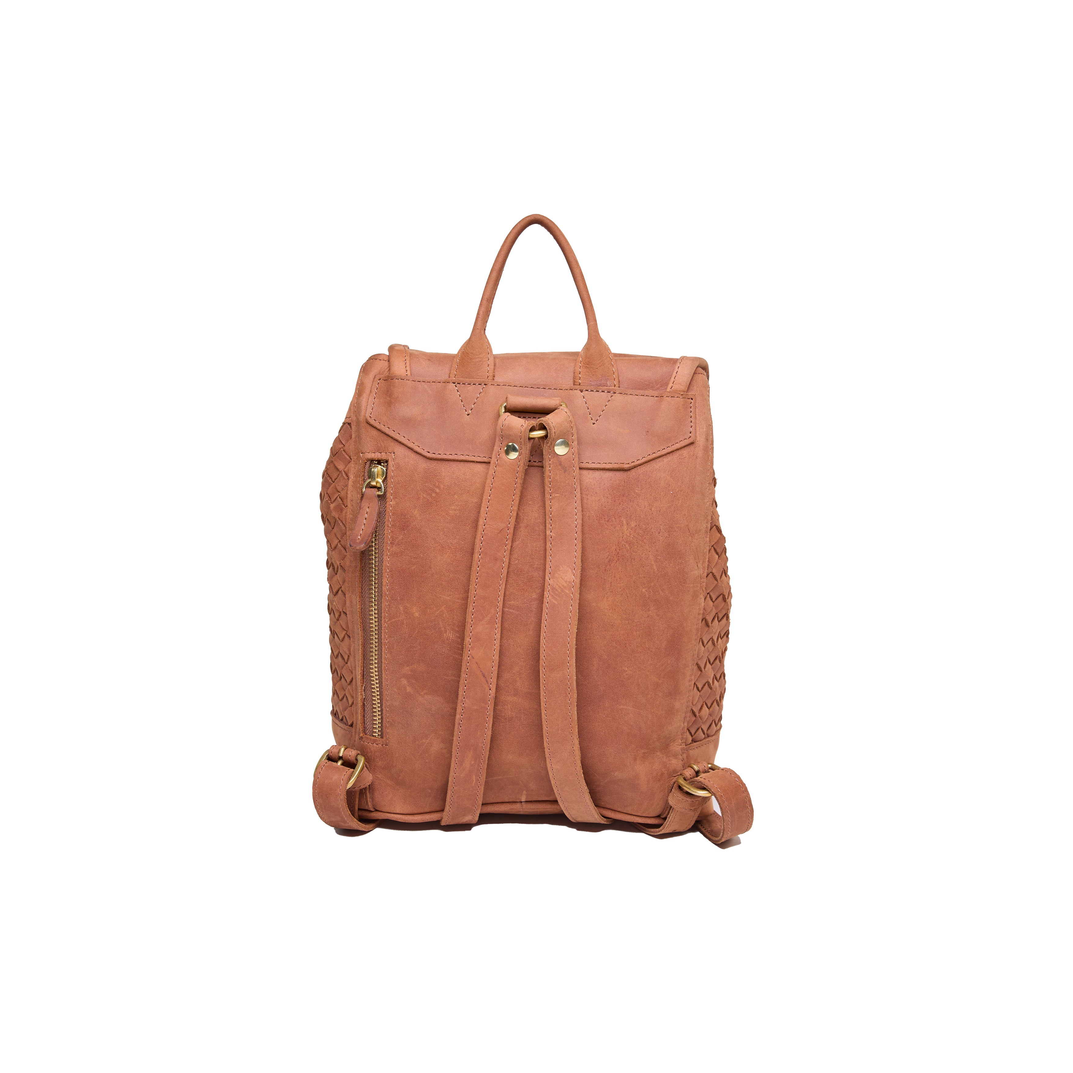 Pull-up Leather Cecilia Backpack (Woven) — view 2