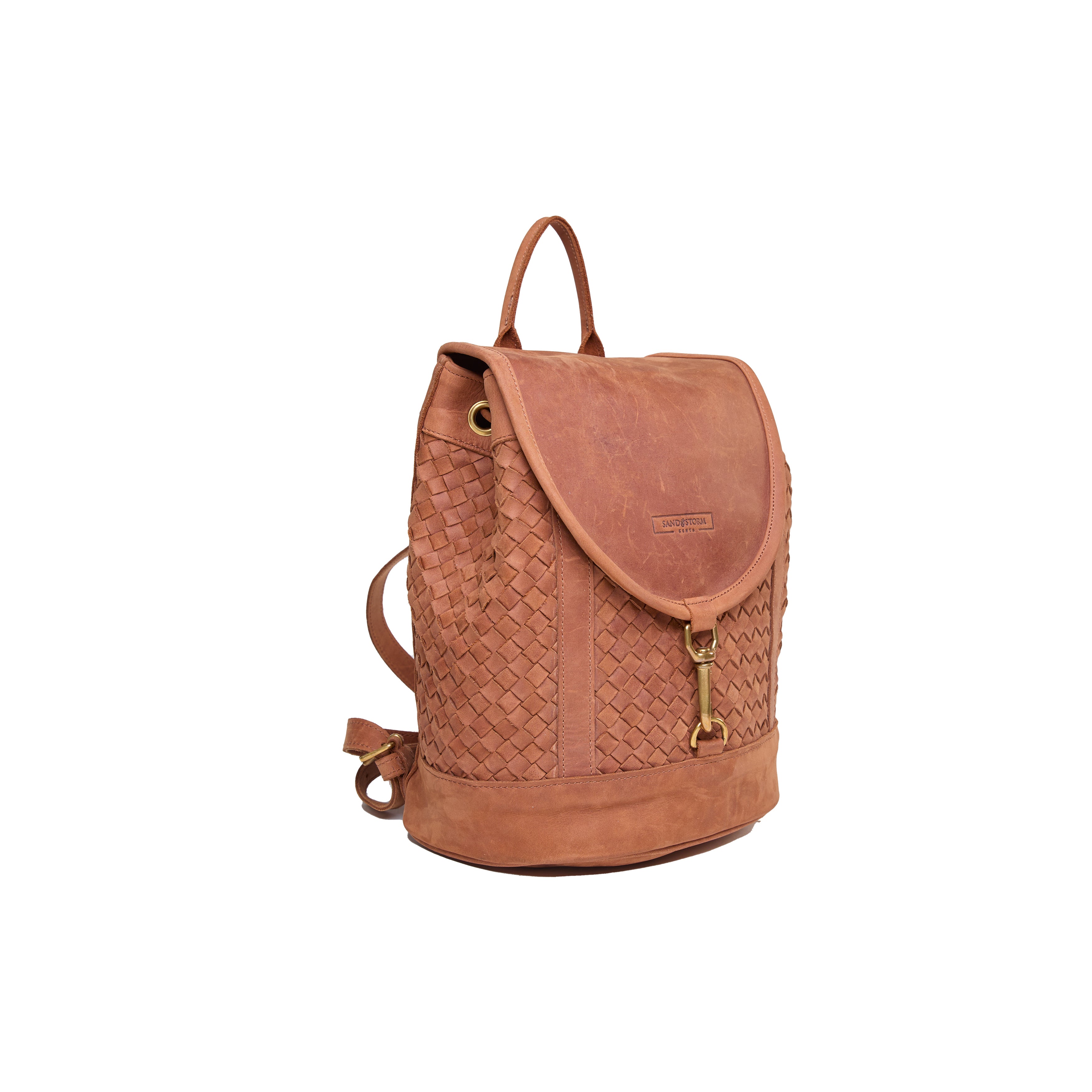 Pull-up Leather Cecilia Backpack (Woven) — view 3