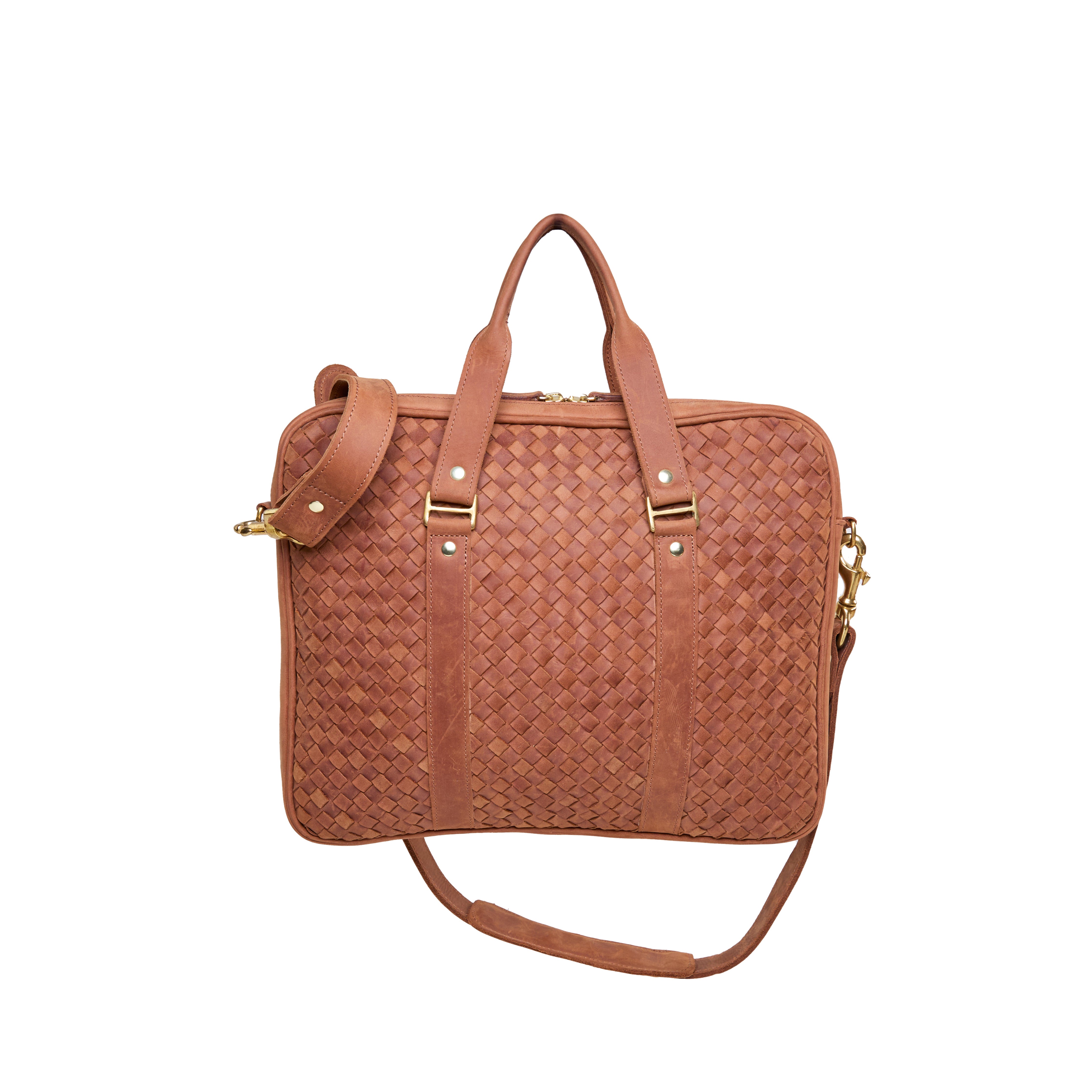 Pull-up Leather Pili Folio bag (Woven) — view 2