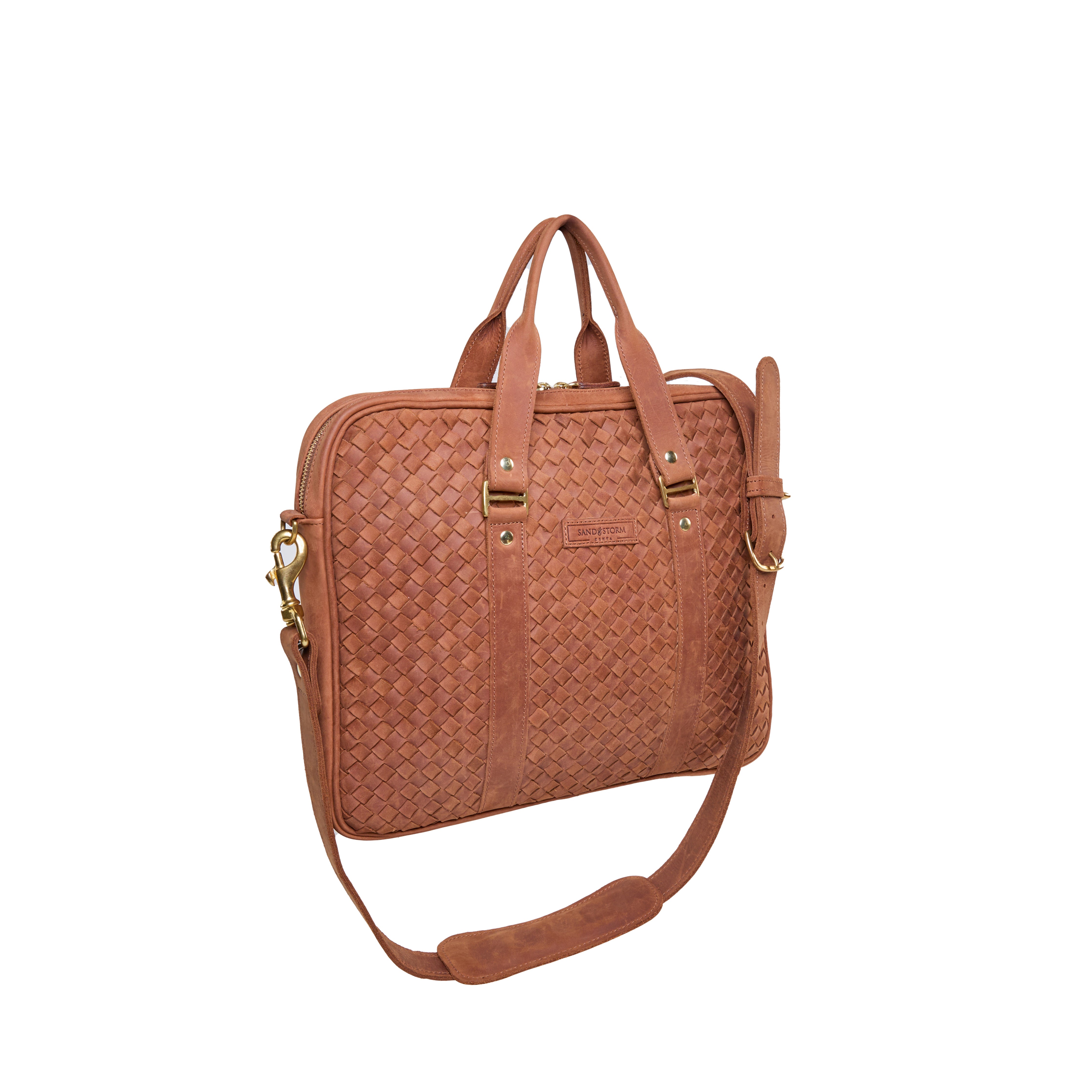 Pull-up Leather Pili Folio bag (Woven) — view 3