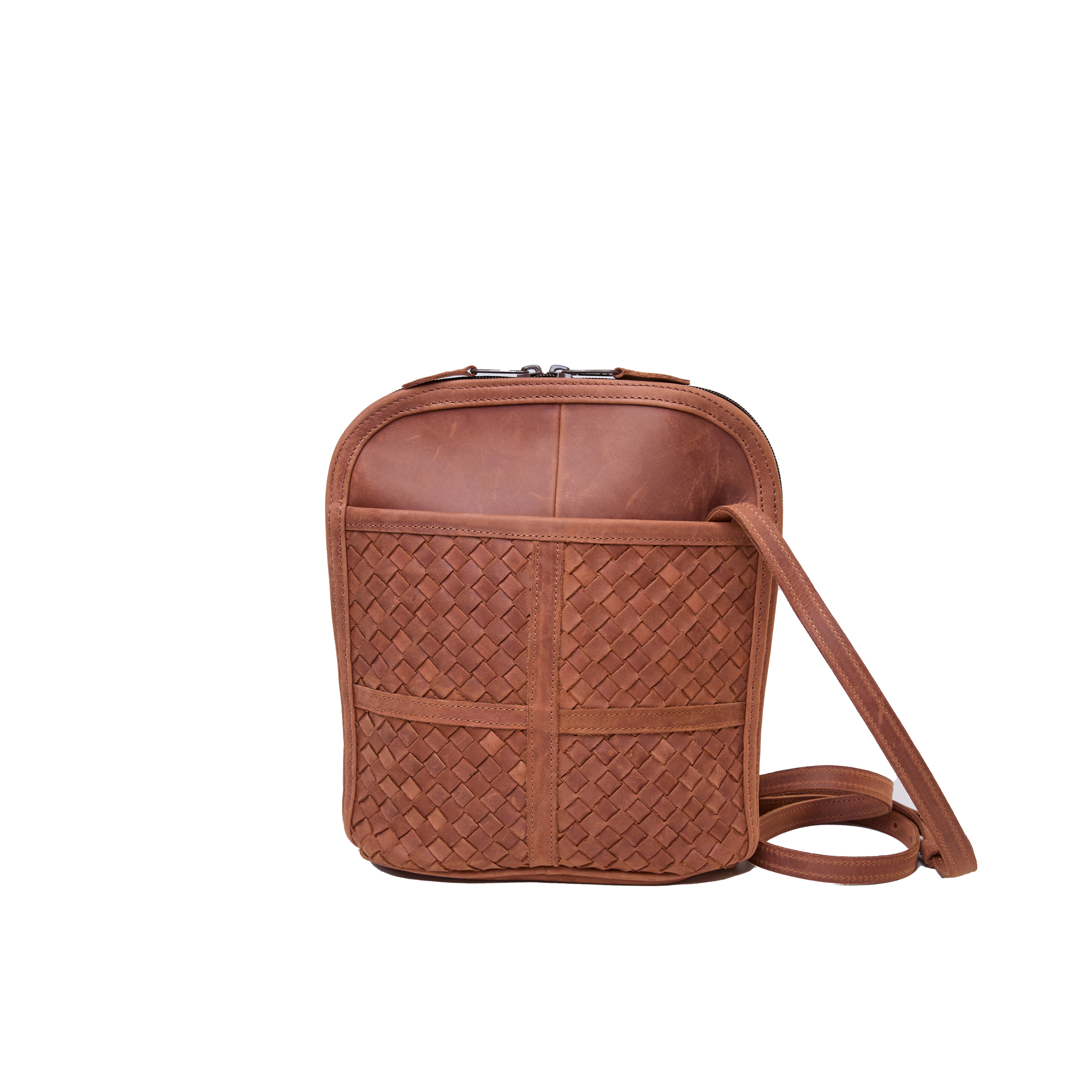 Pull-up Leather Sporran Crossbody (Woven) — view 2