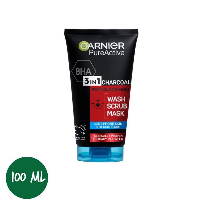 Pure Active 3-in-1 Anti Blackhead Mask, Wash, Scrub - 100ml with Salicylic Acid for