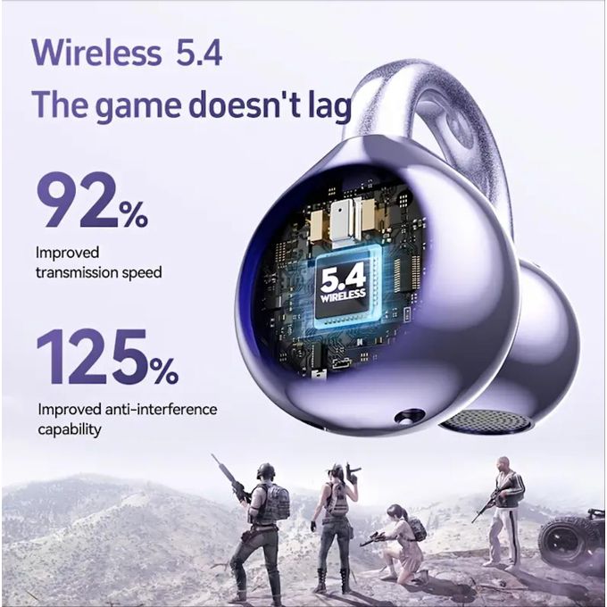 Purple Wireless Open Ear Earbuds with Bluetooth, Air Clip-on Design, Lightweight — view 2