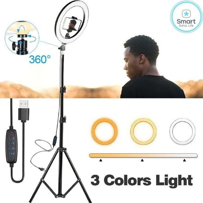 RahaLife 2.1M Tripod Stand with 10 Inch LED Ring Light Beauty Ringlight fo Makeup — view 2