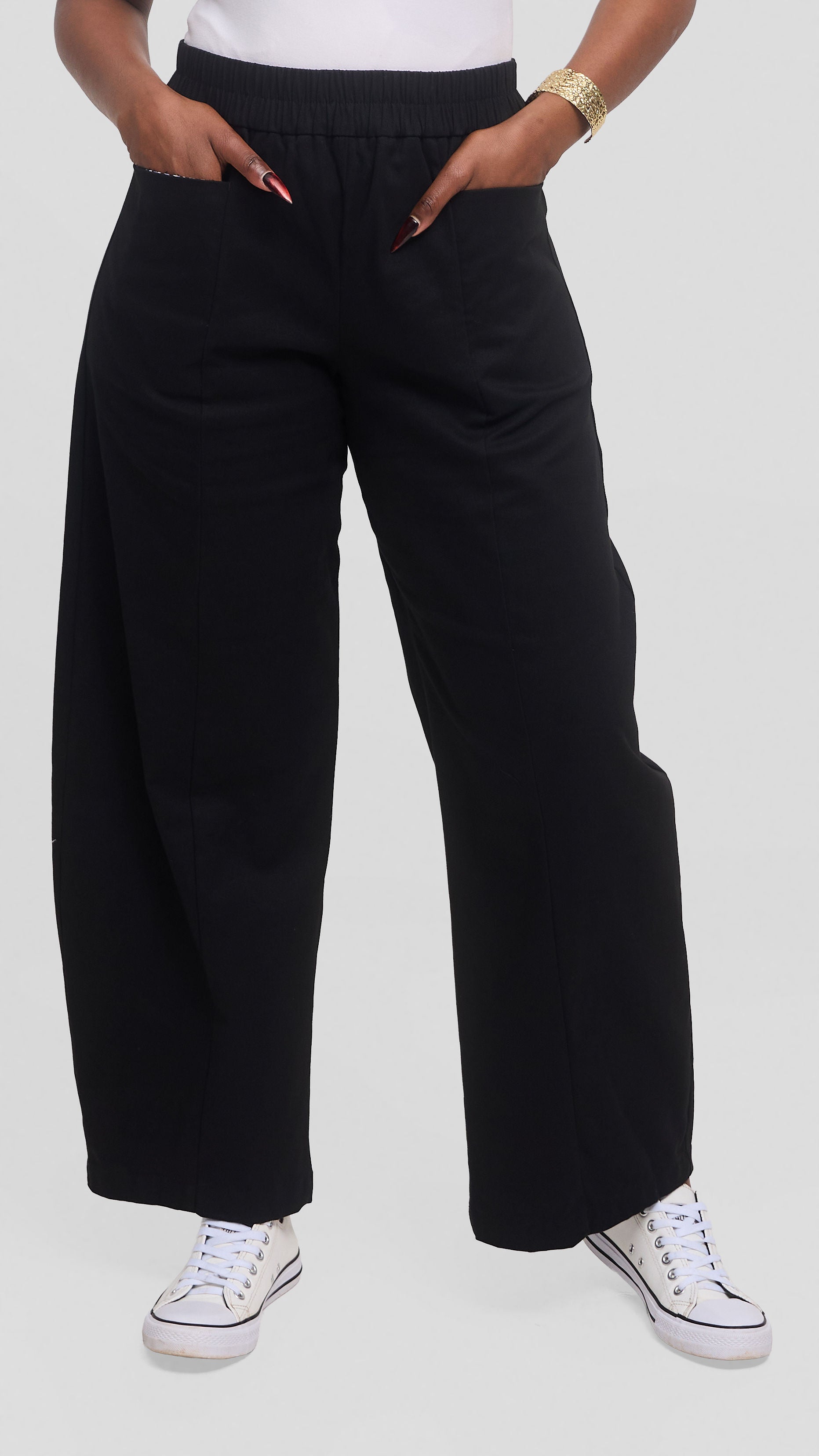 Safari by Vivo Barrel Pants in Cotton - Black — view 3
