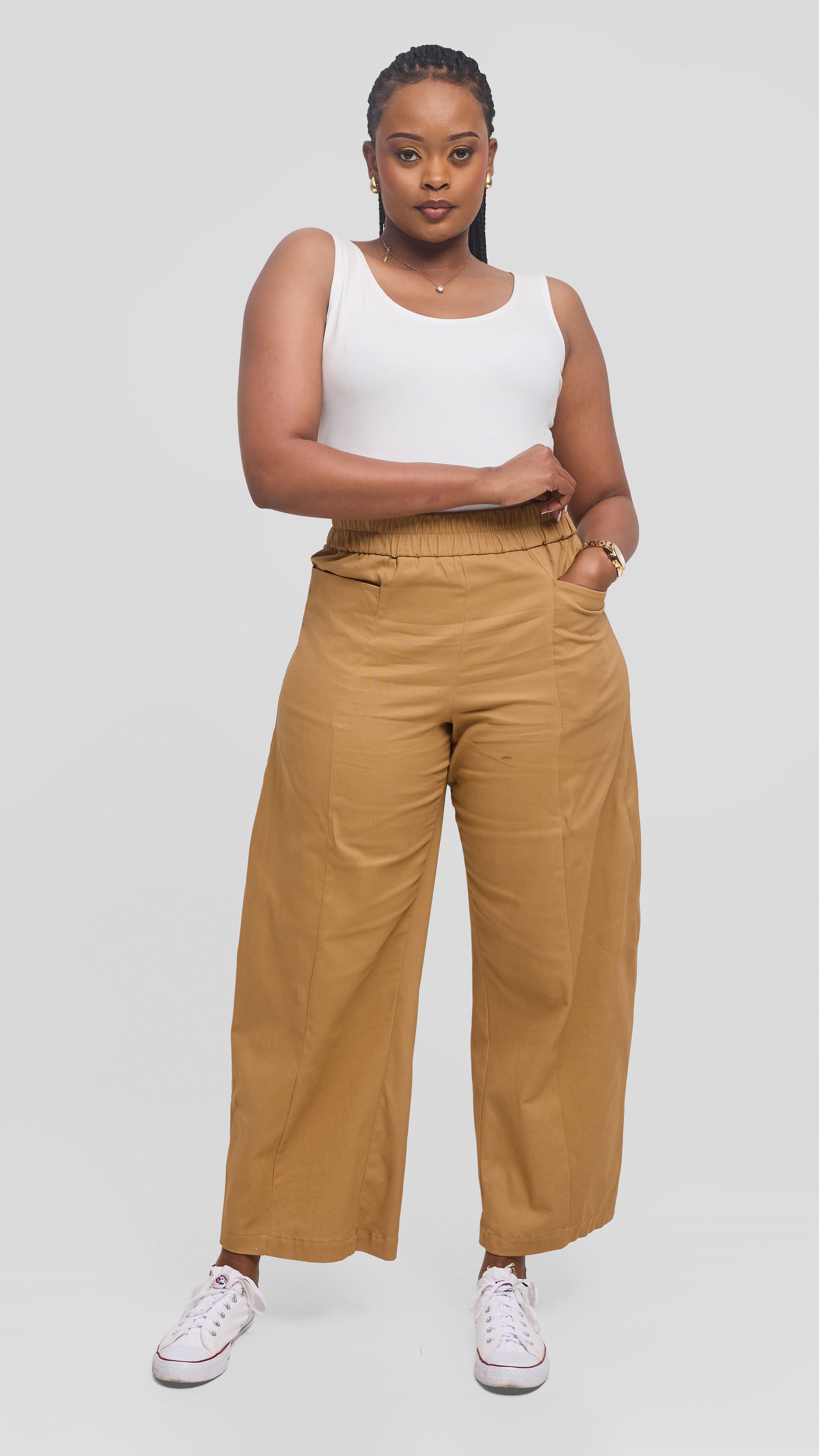 Safari by Vivo Barrel Pants in Cotton - Khaki Tan — view 2