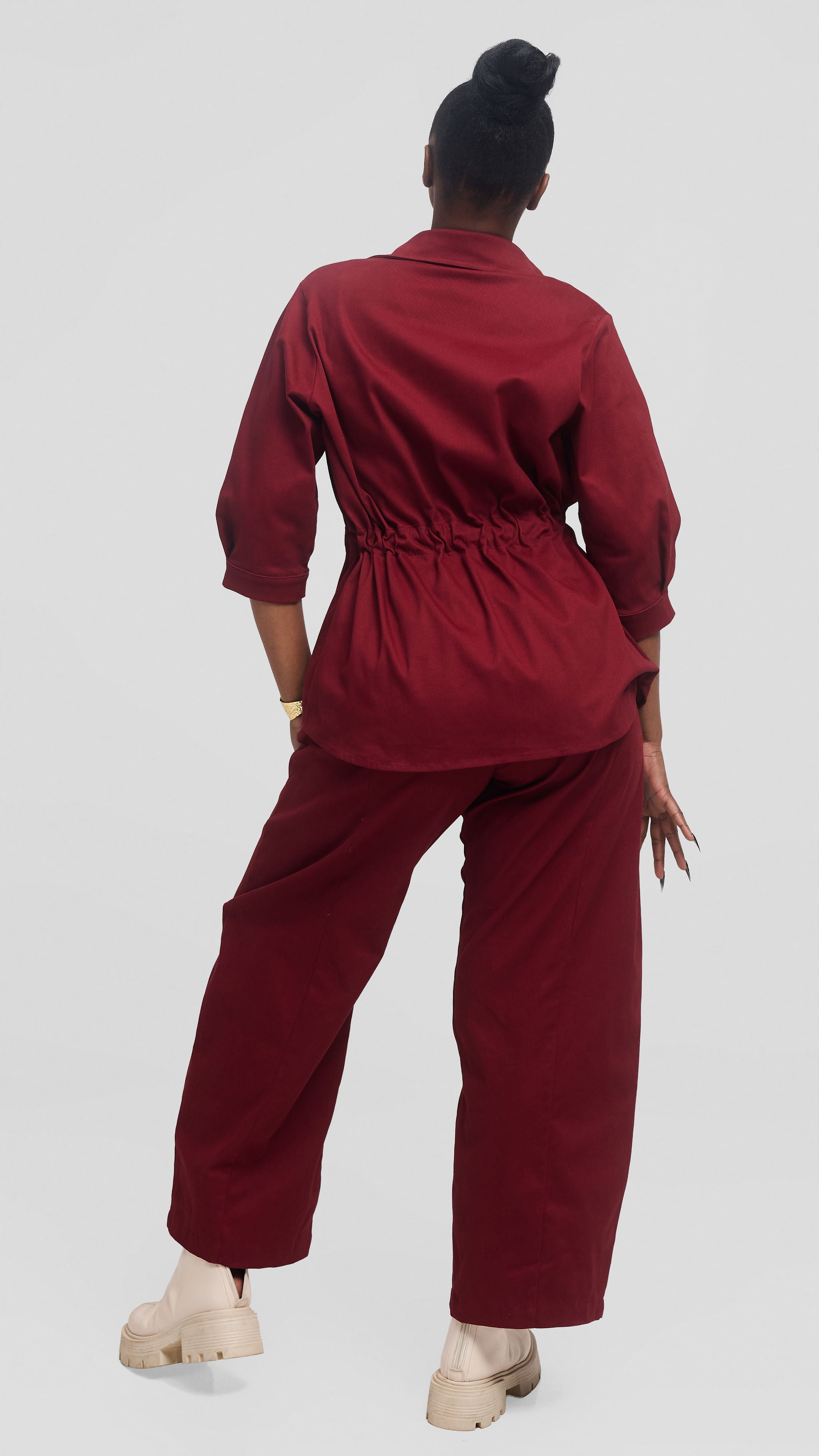 Safari by Vivo Barrel Pants in Cotton - Maroon — view 3