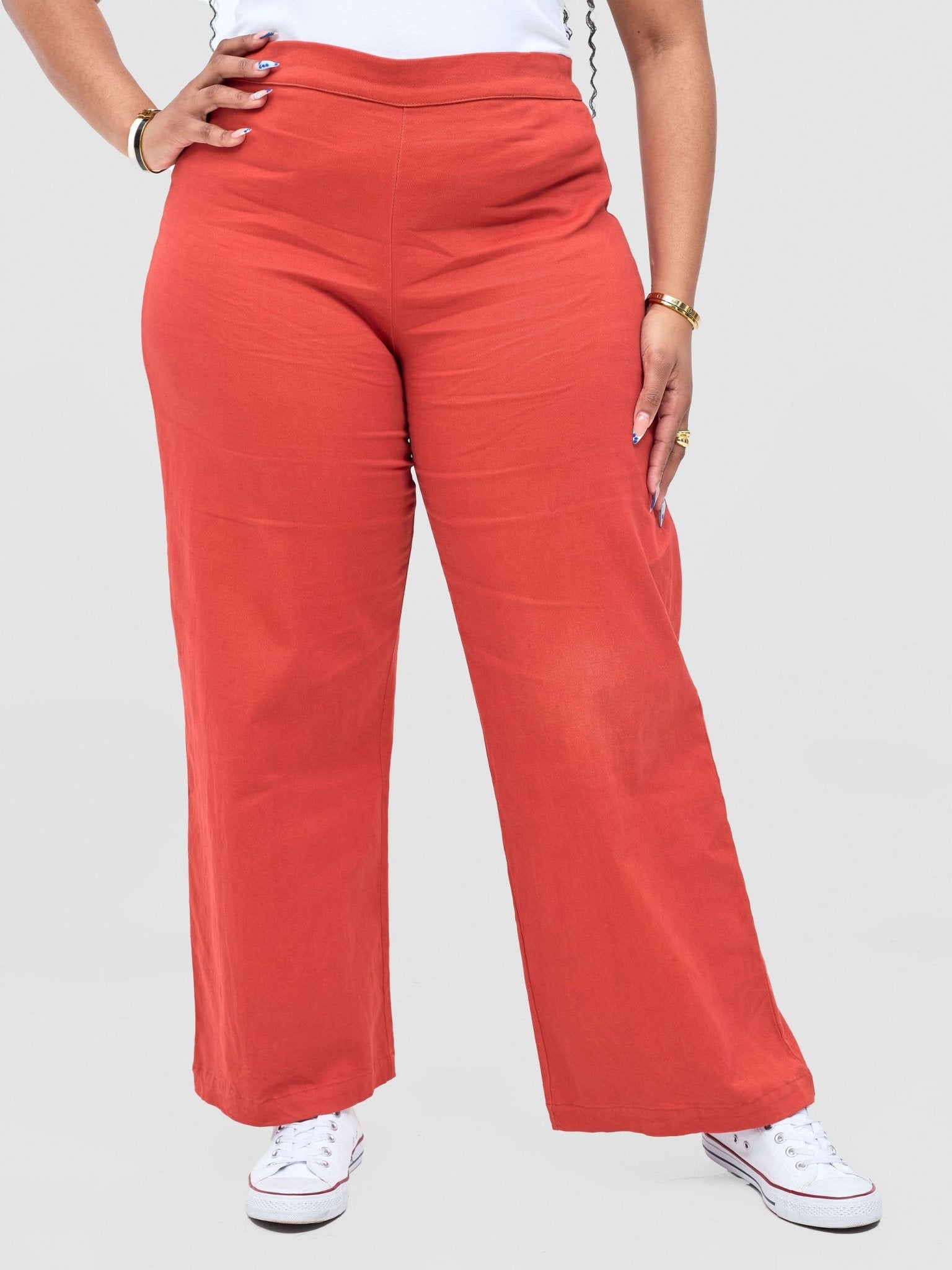 Safari by Vivo Tiwa Wide Leg Pants in Linen - Rust — view 2