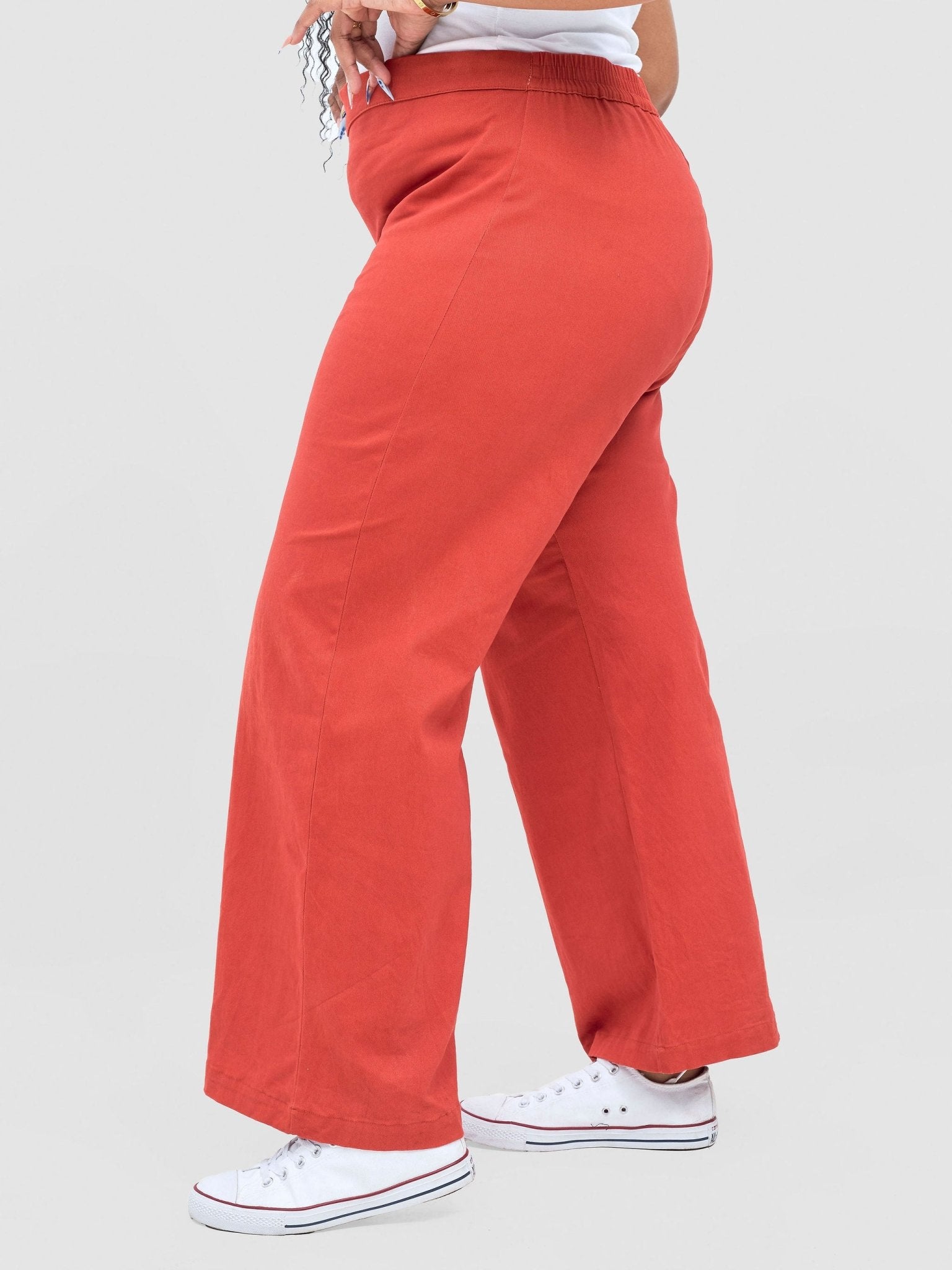 Safari by Vivo Tiwa Wide Leg Pants in Linen - Rust — view 3
