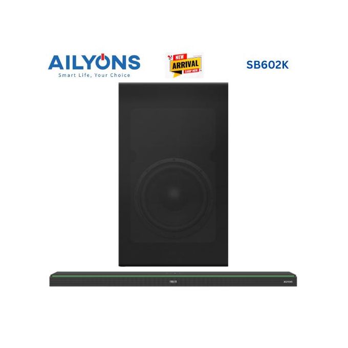 SB602K 6-Inch Sound Bar SubWoofer with Bluetooth 2.1CH Home Theatrer - Black, (1YR