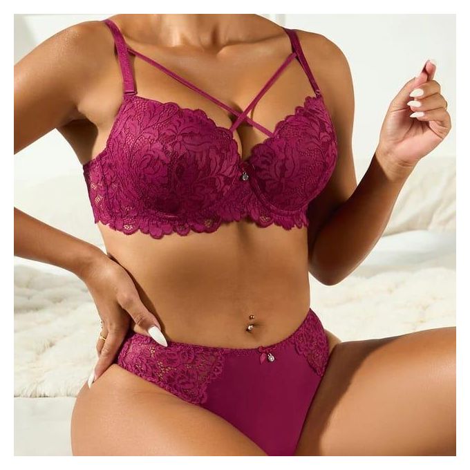 Sexy FRONT CROSS LACE BRA FOR WOMEN Cup C