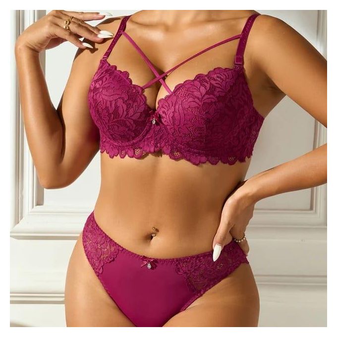 Sexy FRONT CROSS LACE BRA FOR WOMEN Cup C — view 2