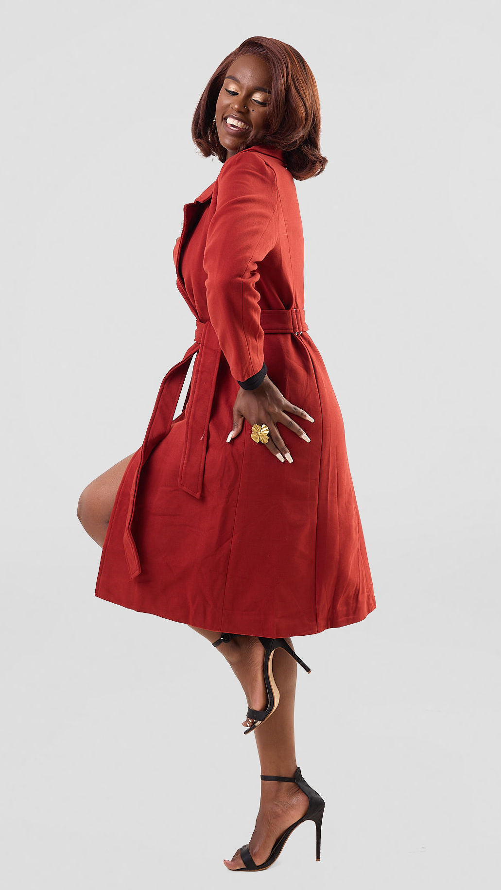 Stylish Sisters Cynthia Trench Coat - Burgundy — view 2