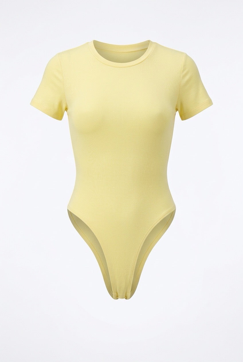 Stylish Sisters Short Sleeve Cotton Scoop Neck Bodysuit - Butter Yellow — view 2