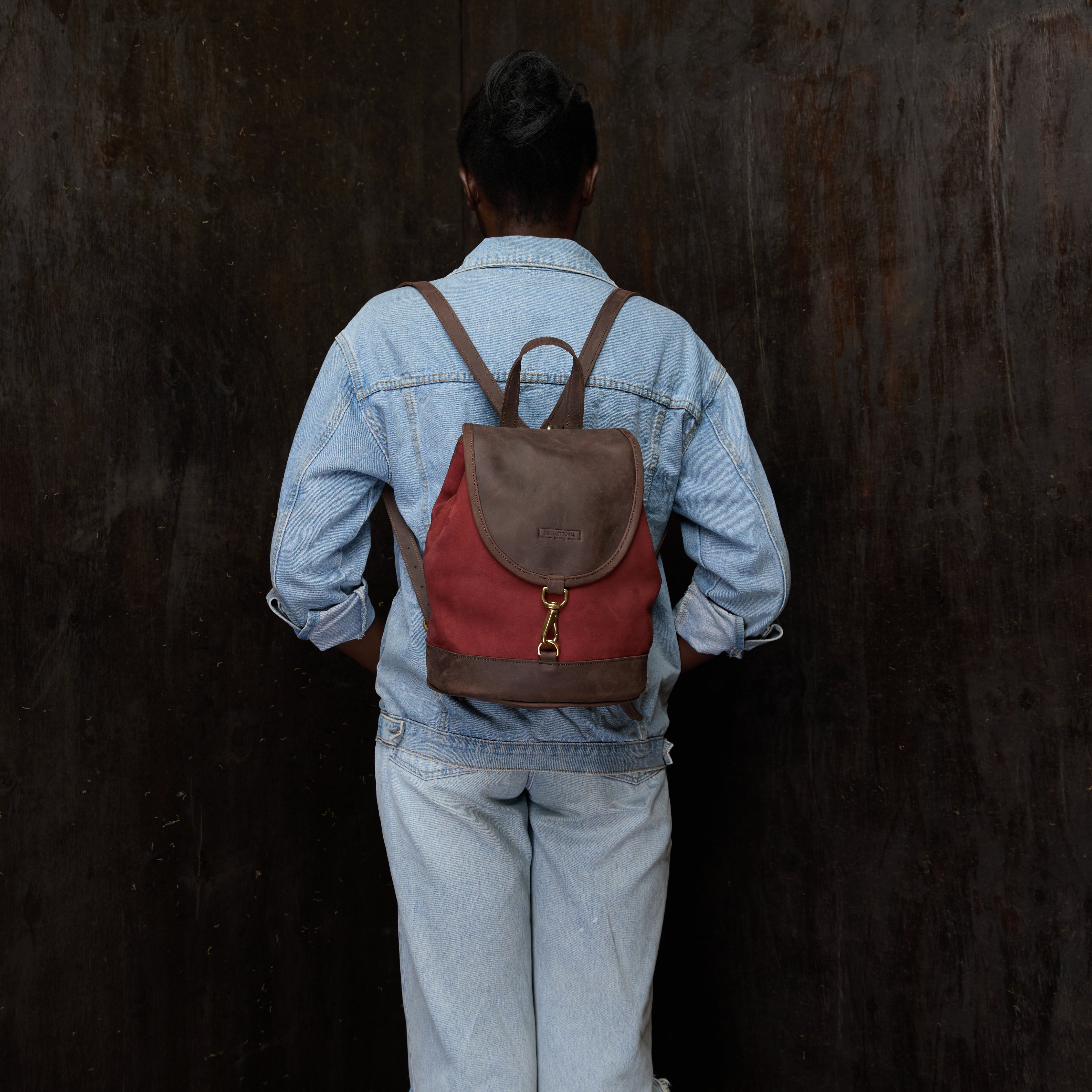 Suede Cecilia Backpack (Mocha Leather) — view 3