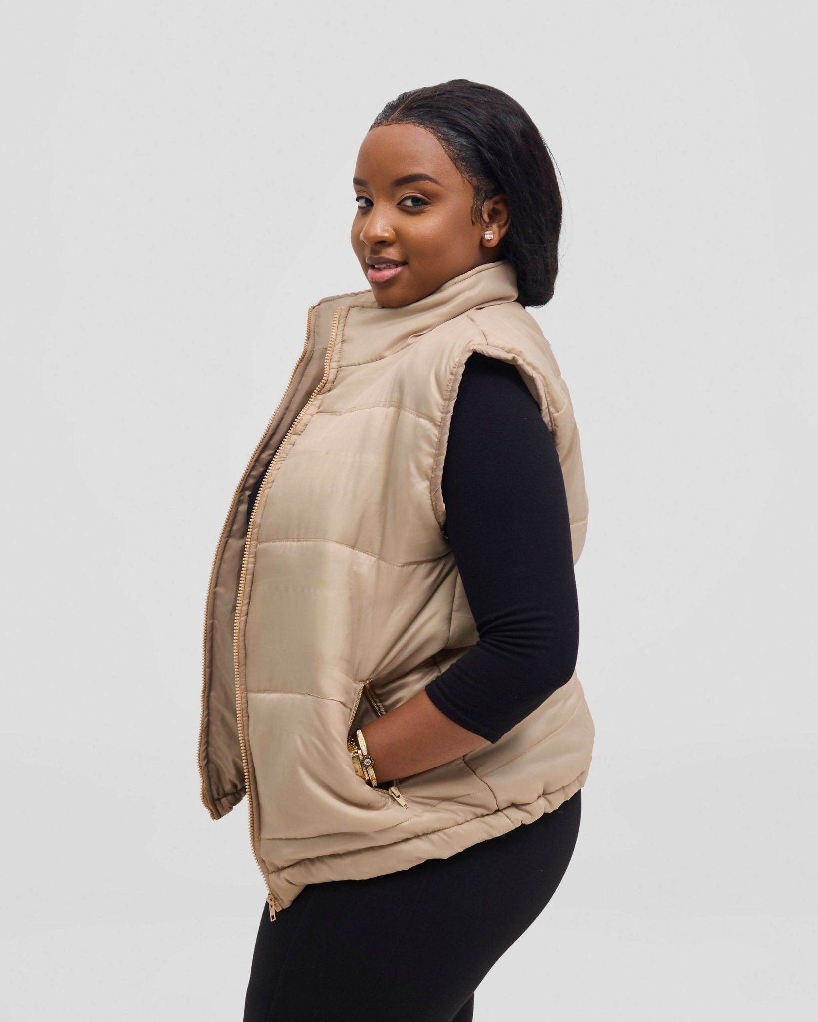 TimyT Urban Wear Comfort Puff Jacket - Beige — view 2