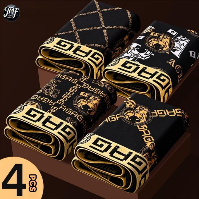 TMF 4pcs/Set Men Underwear Breathable Boxer Briefs -Multicolors