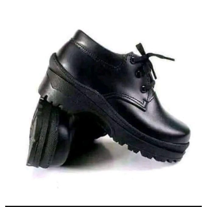 Toughees Unisex Genuine Leather School Shoes - Durable Black Leather Footwear for