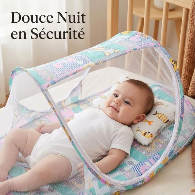 Two-Piece Baby Mosquito Net Tent Set With Pillow, Foldable Baby Bed Mosquito Net