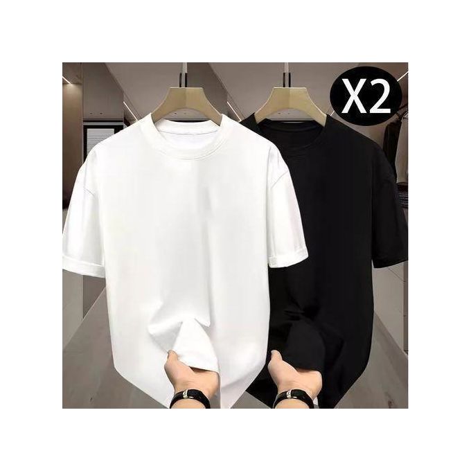 Unisex 2-Pack Short Sleeve T-Shirts - Black & White, Polyester, Sizes S-XXXL