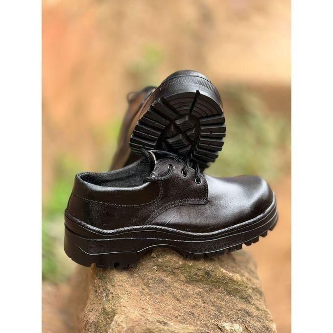 Unisex Genuine Leather Back-to-School Shoes + 2 Knee-High Grey Socks + Free Polish — view 2