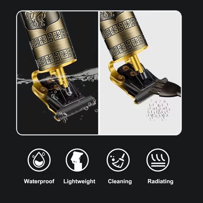 Vintage T9 Dragon Rechargeable Metal Hair Clipper Gold — view 3