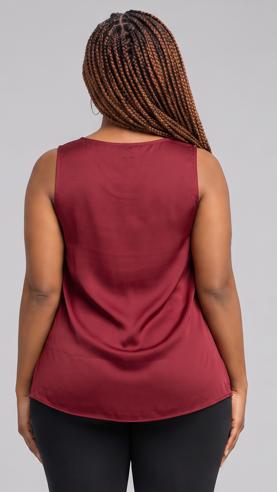 Vivo Scooped Neck Tank Top in Satin - Red — view 3