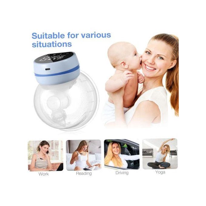 Wearable Hands Free Electric Breast Pump Silent-Blue — view 2