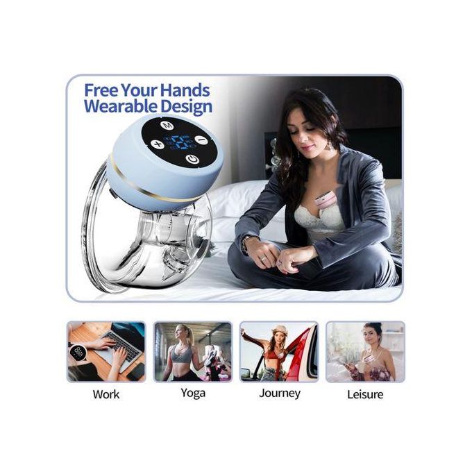Wearable Hands Free Electric Breast Pump Silent-Blue — view 3