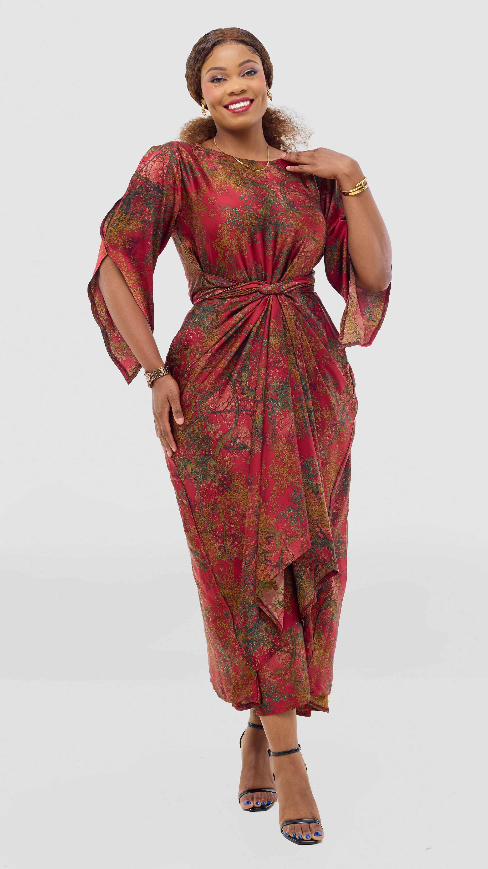 WSC Pambo Elodie Kaftan - Red Abstract — view 3